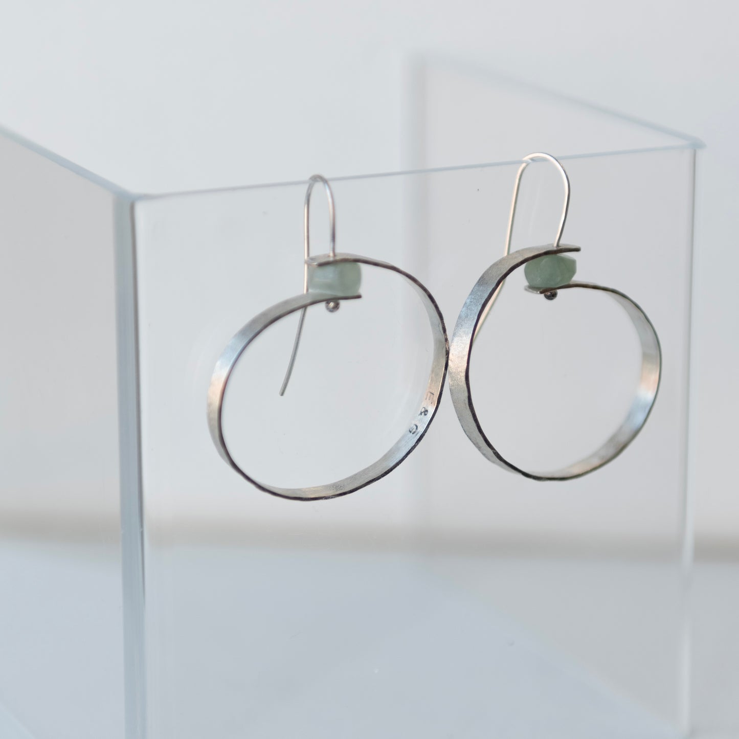 Galili Ellis, Silver Circle Dangles with Variscite Stones