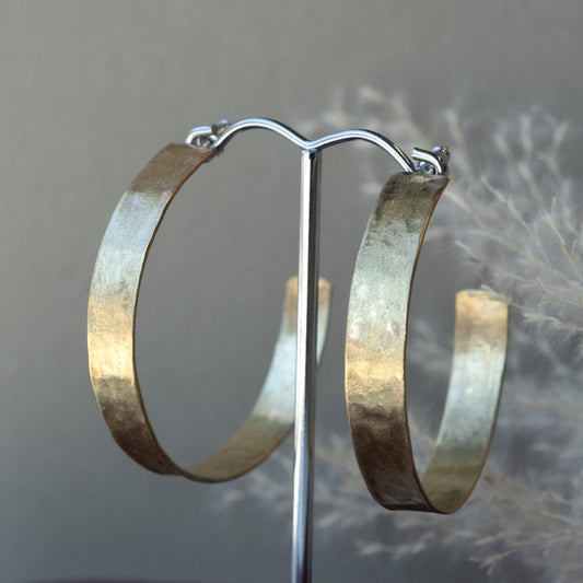 Galili Ellis, Brushed Hammered Brass Hoops