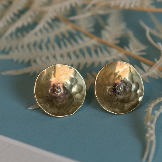 Galili Ellis, Brass Circle Studs with Silver Ball