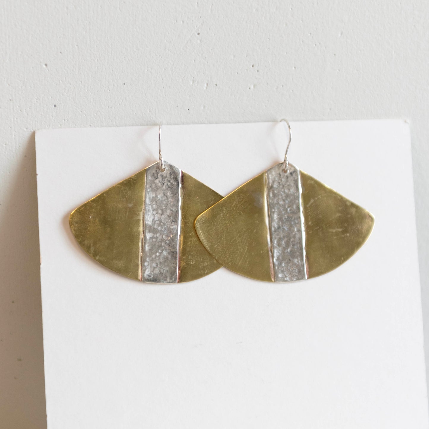 Galili Ellis, Brass and Silver Applique Large Earrings