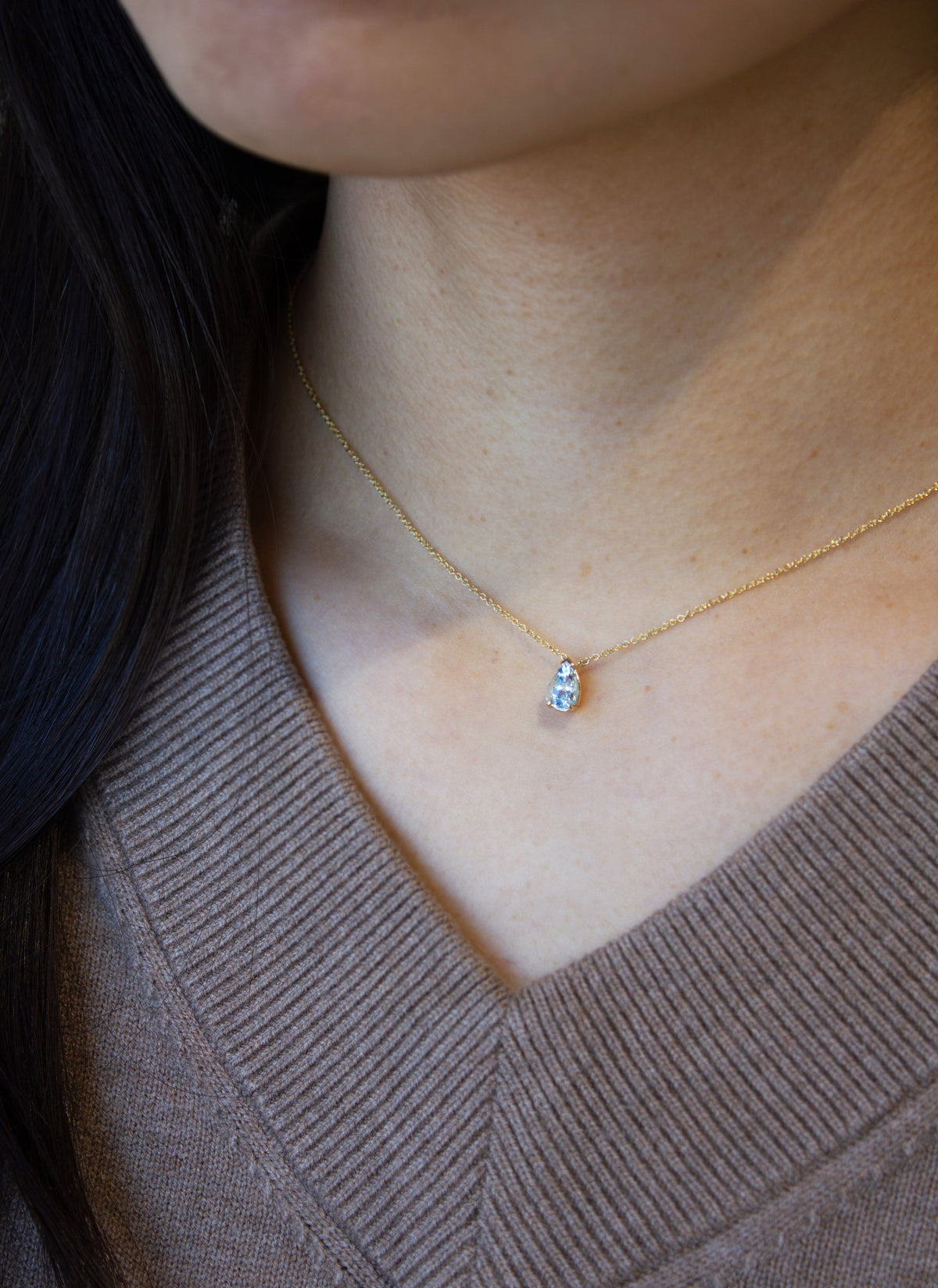 Kathryn Rebecca, Gold Aquamarine Necklace
