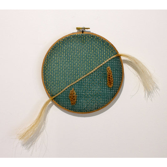 Ava Roth, Burr Comb and Horse Hair, Green and Gold