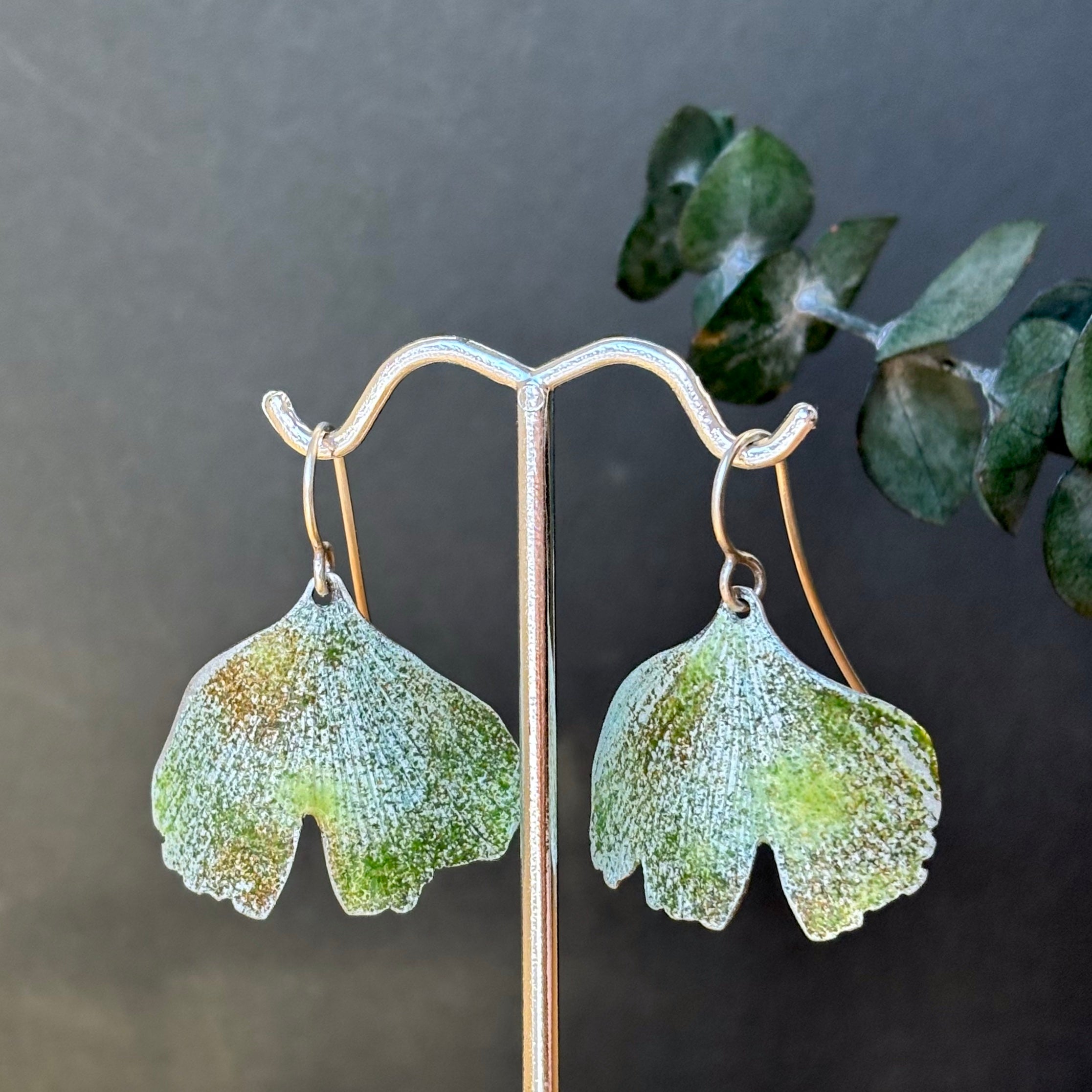 Galili Ellis, Enamel Ginkgo Leaf Earrings-2
