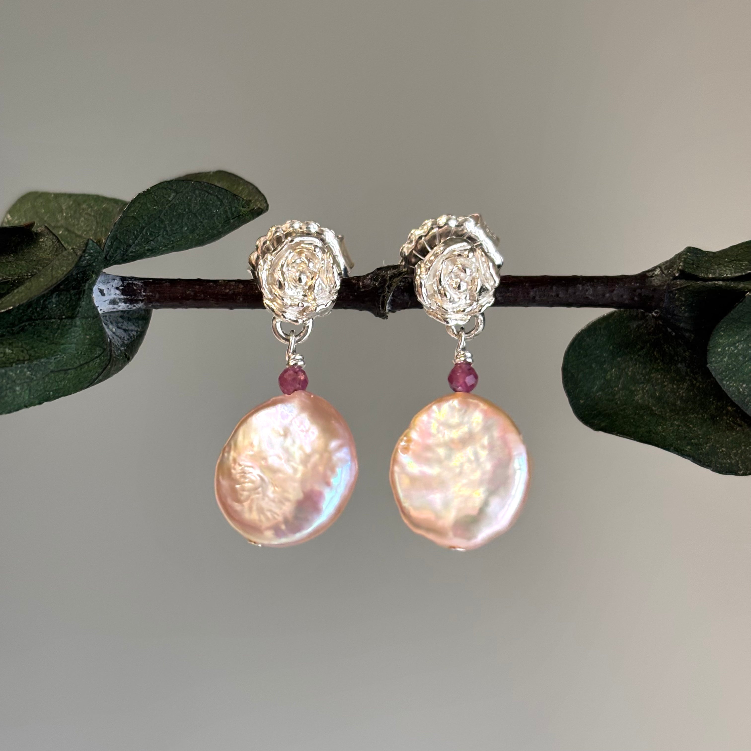 Kathryn Rebecca, Peony Pearl Drop Earrings
