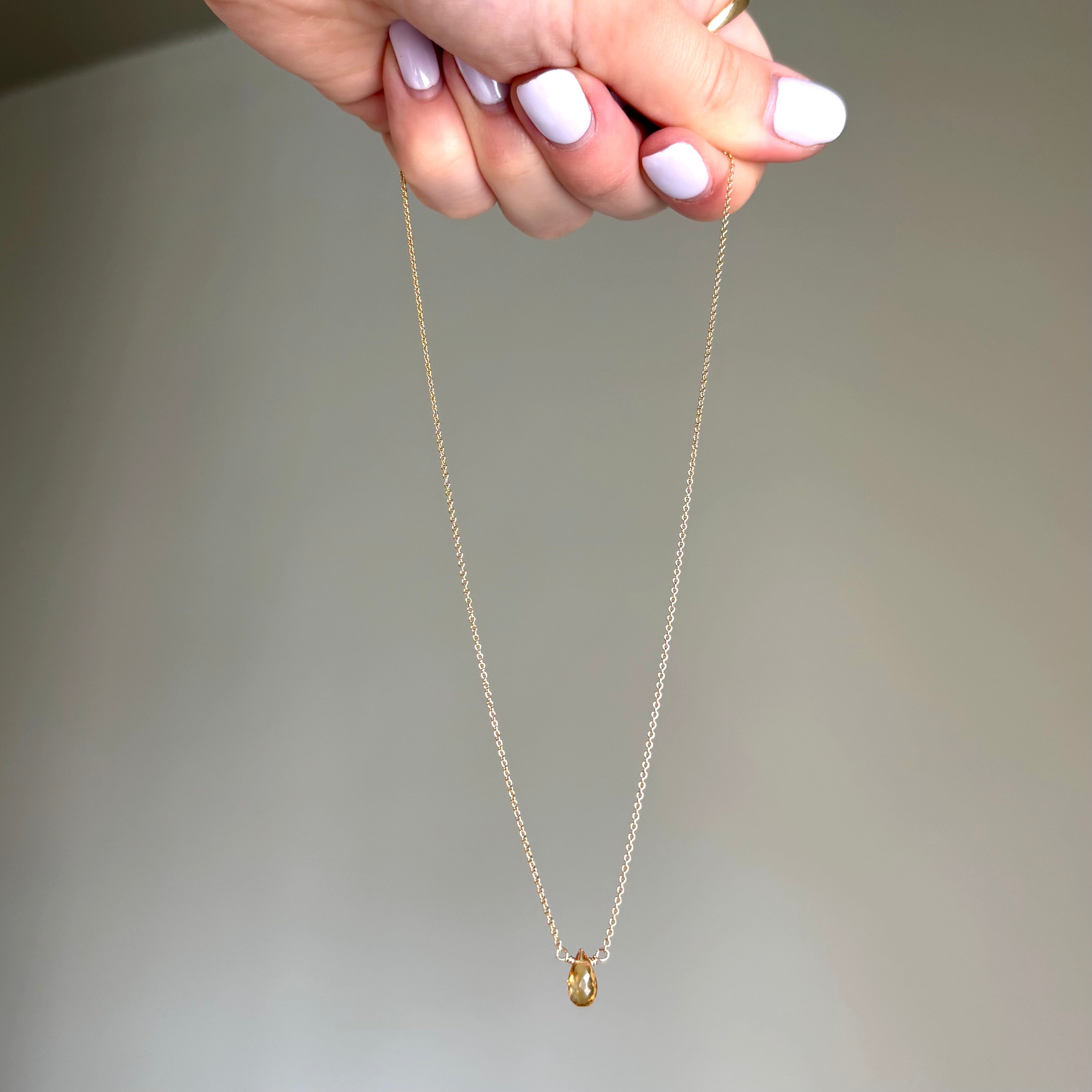 Kathryn Rebecca, Citrine Briolette Gold Necklace-3