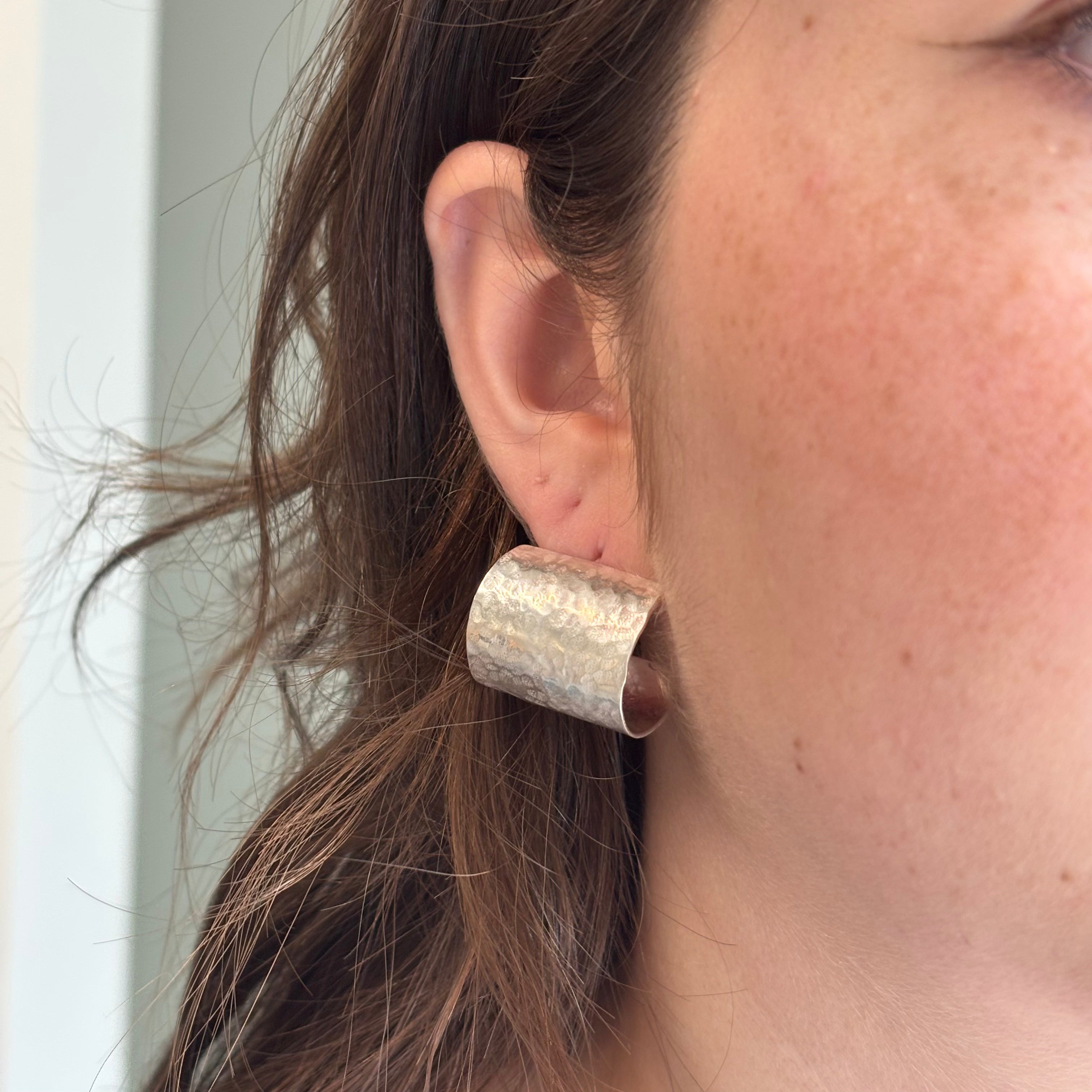 Galili Ellis, Chunky Wide Silver Hoop Earrings