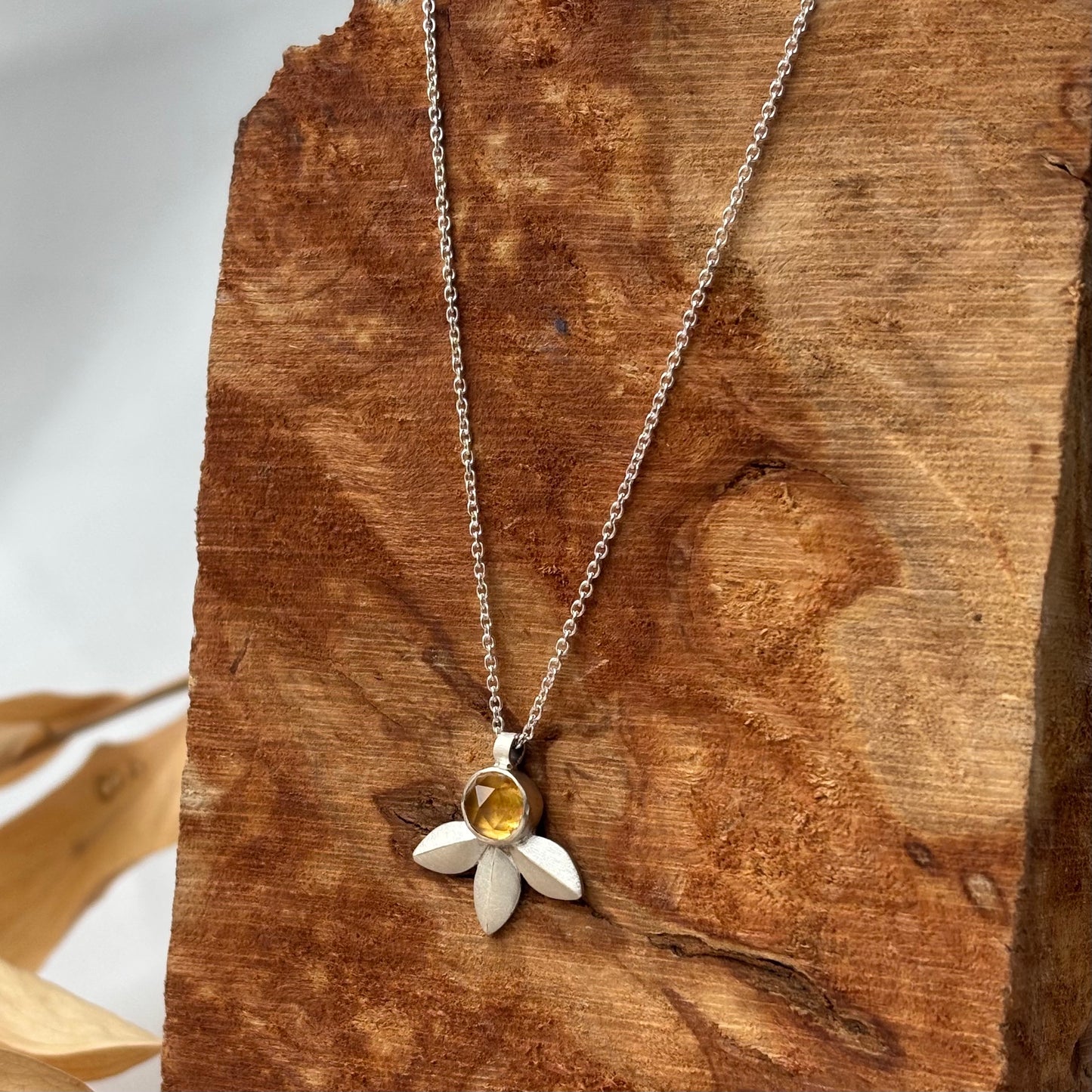 Andrea Mueller, Tri-leaf Necklace with Gems