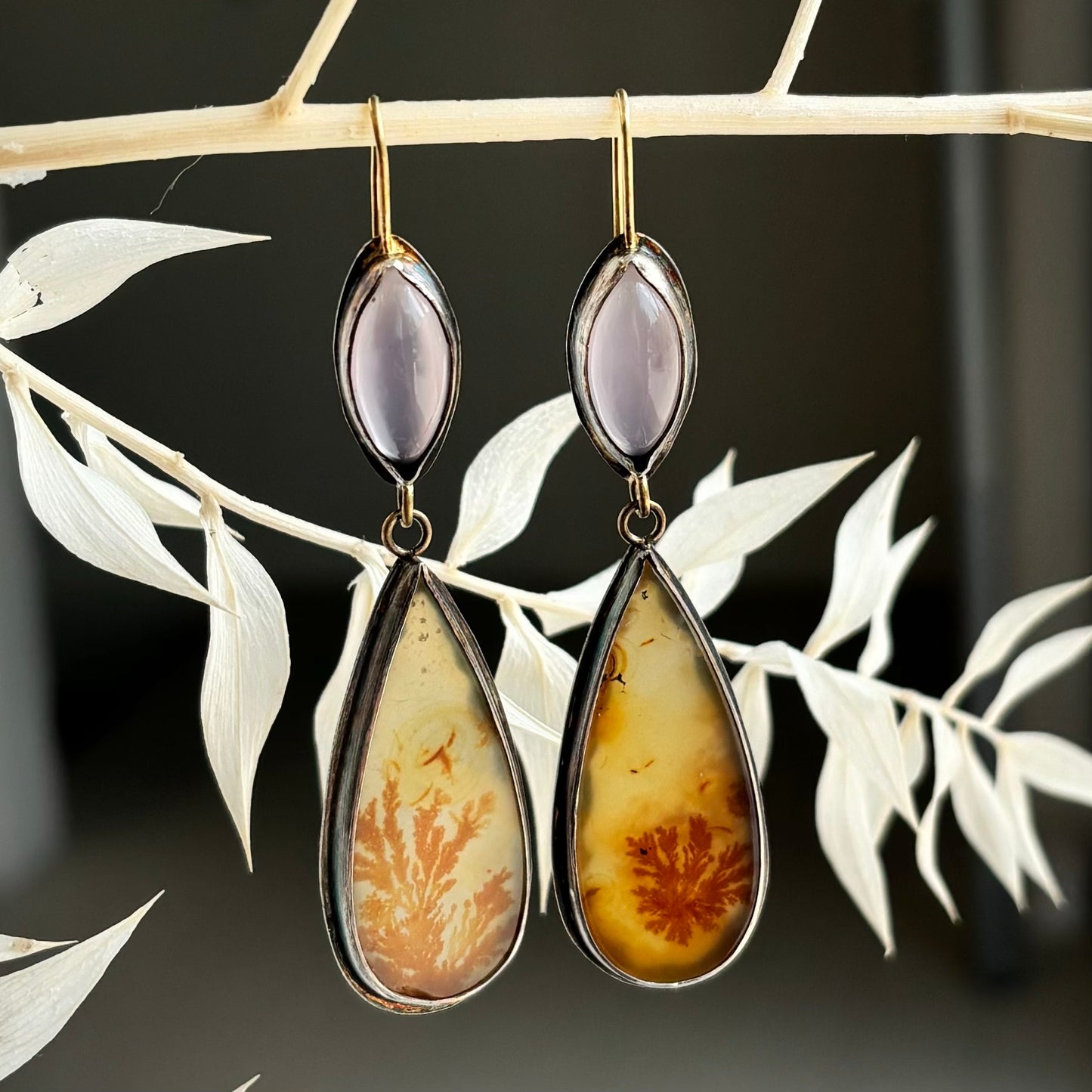 Lori Francescutti, Chalcedony Dendritic Agate Earrings