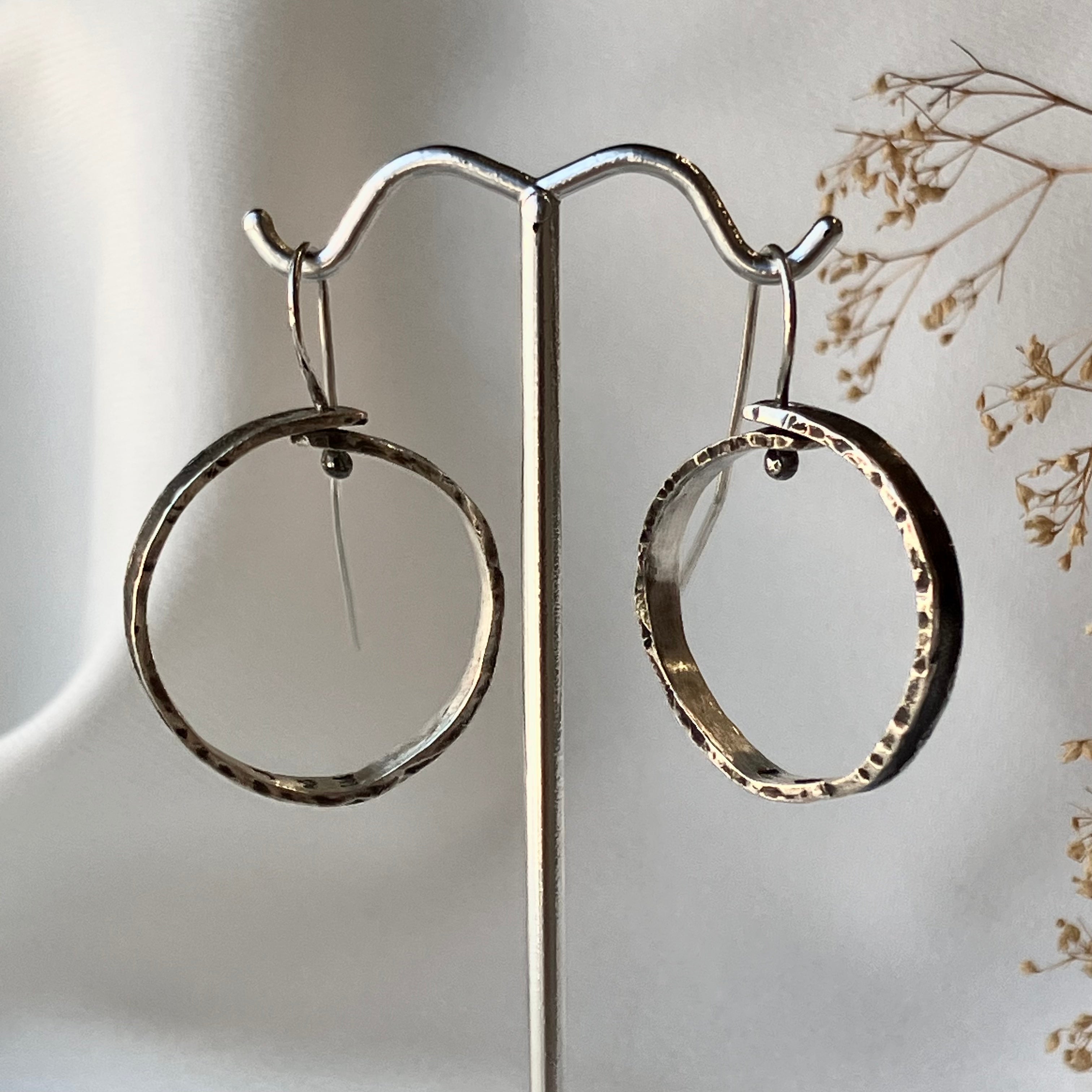 Galili Ellis, Small Silver Circle Dangle Earrings-2
