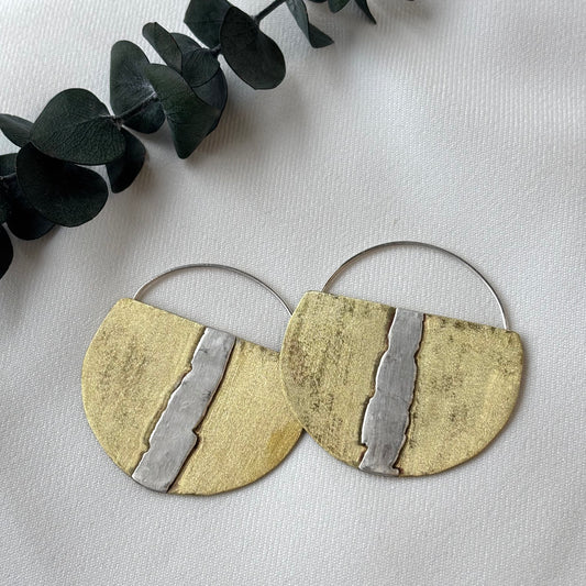 Galili Ellis, Side Facing Brass Half Crescent Earrings