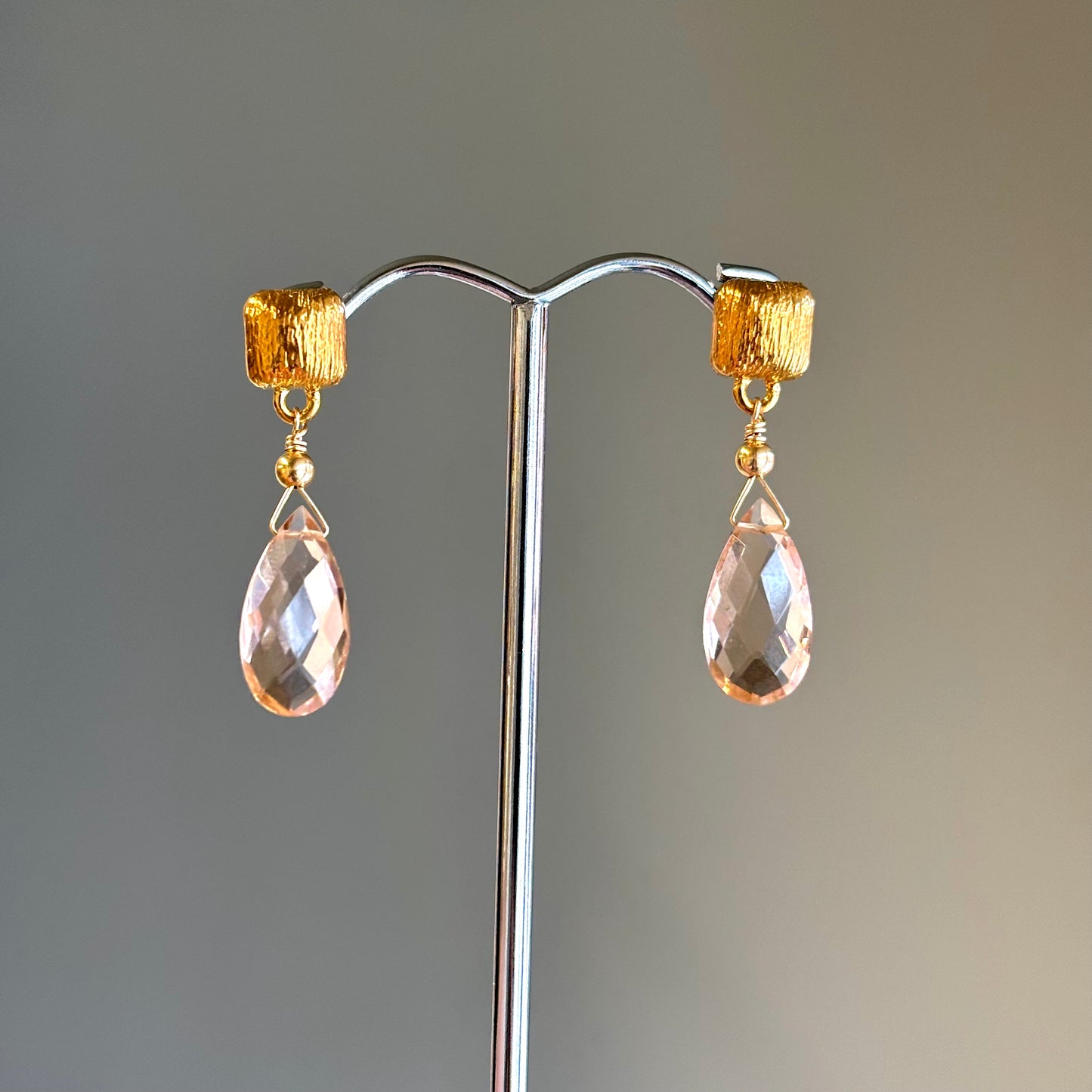 Kathryn Rebecca, Blush Quartz Drop Earrings