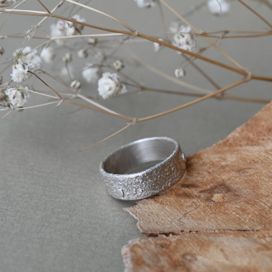 Lori Francescutti, Frosty White Topography Ring 6mm