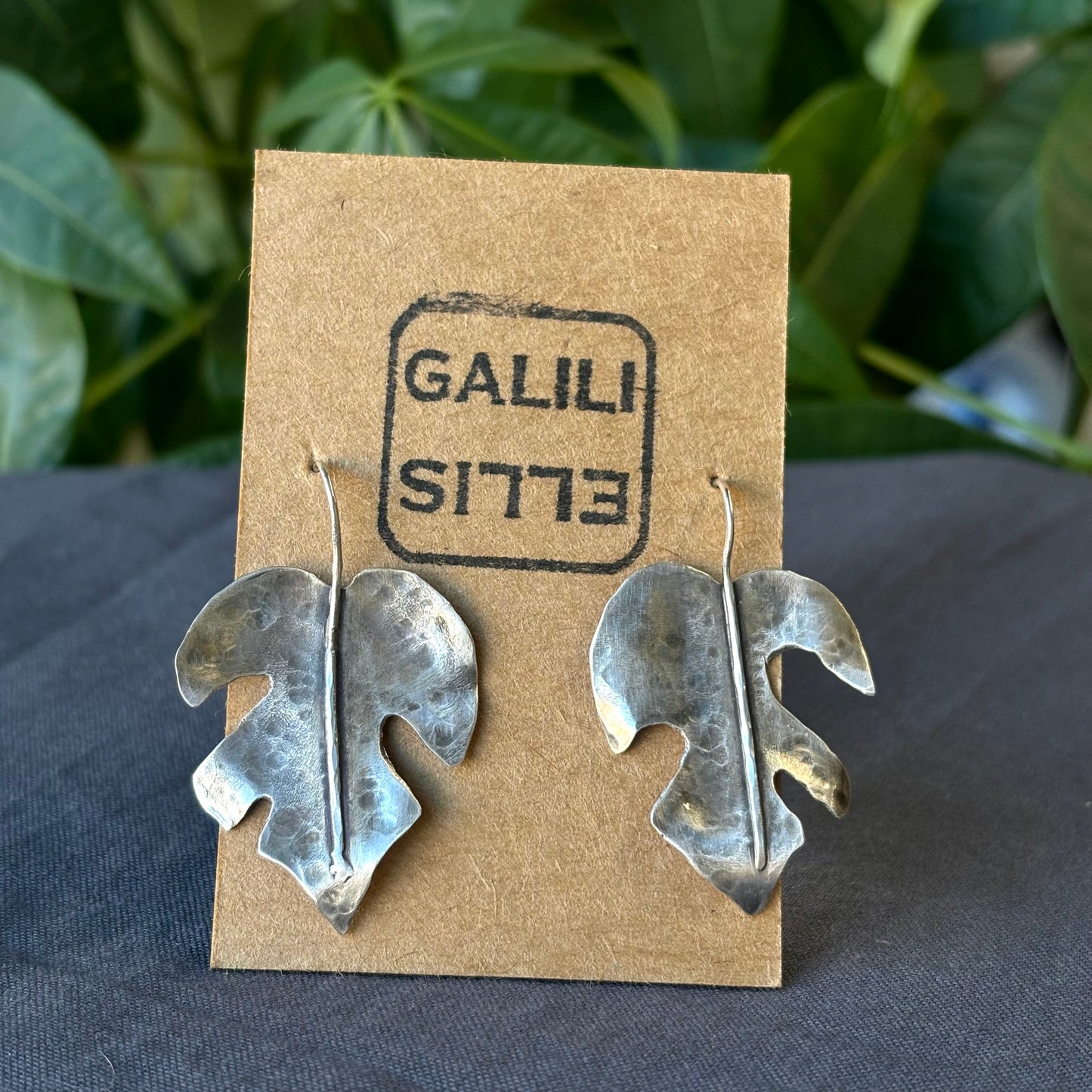 Galili Ellis, Silver Monstera Earrings