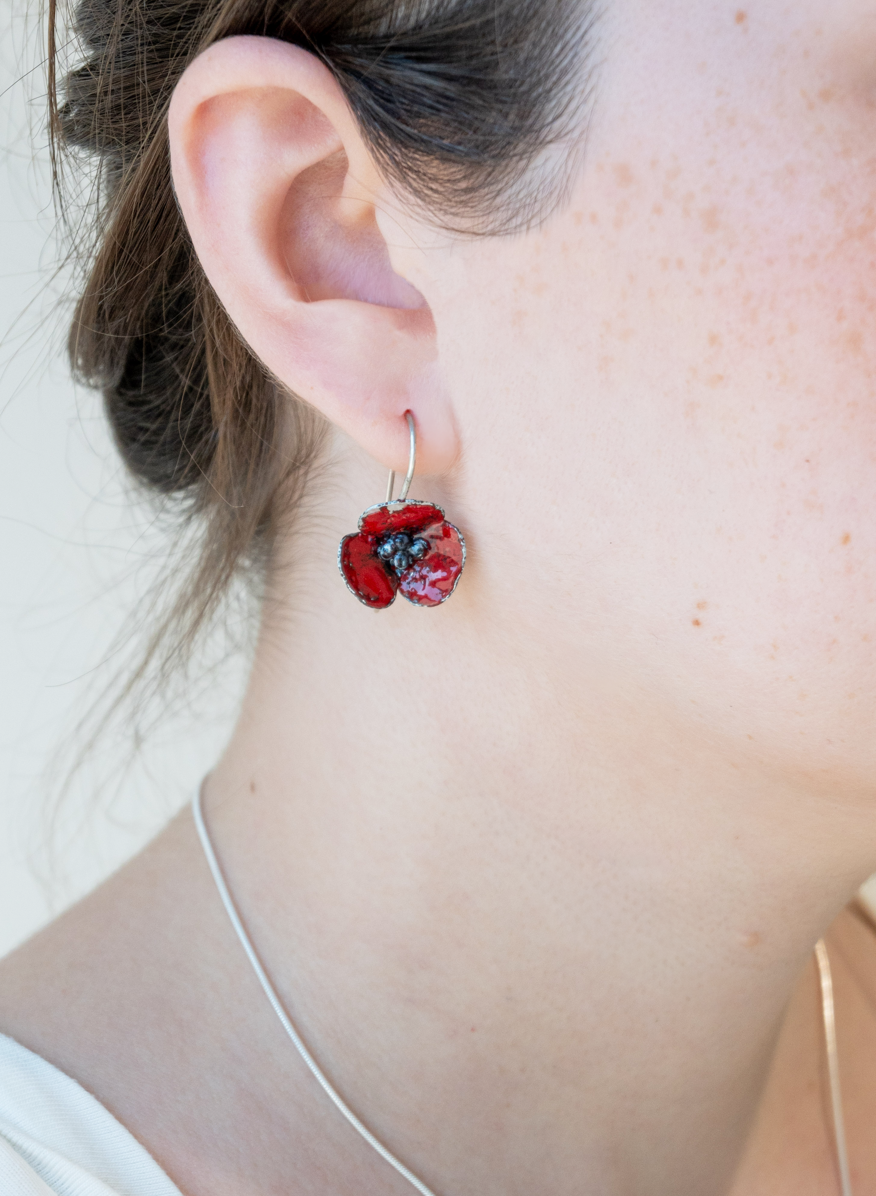 Galili Ellis, Enamel Poppy Earrings