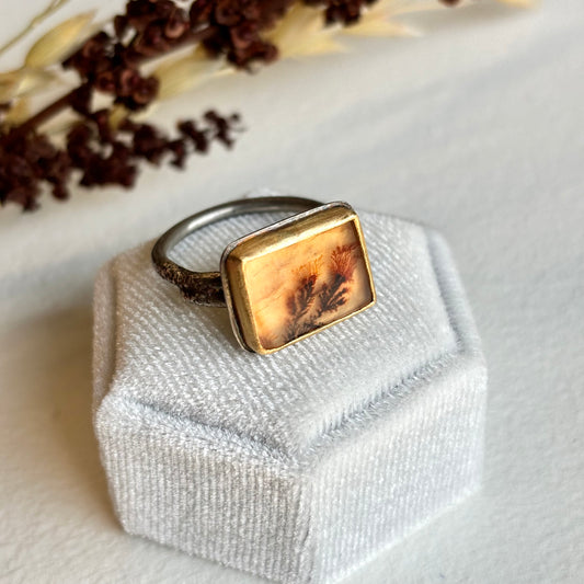 Lori Francescutti, Dendritic Agate Vine Rectangle Ring