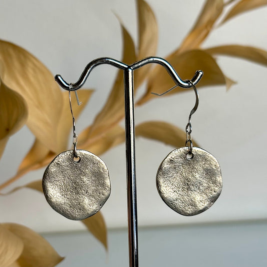 Brenda Wong, Silver Pewter Disc Earrings