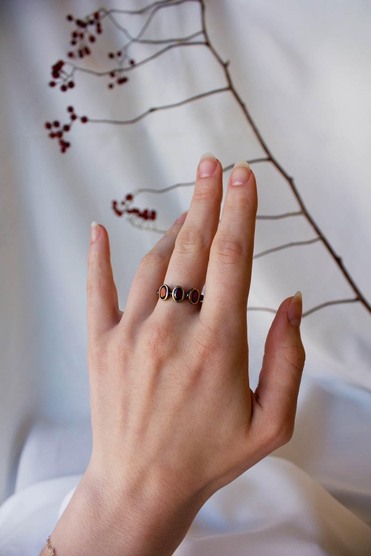 Out Designs, Triple Garnet Ring-4