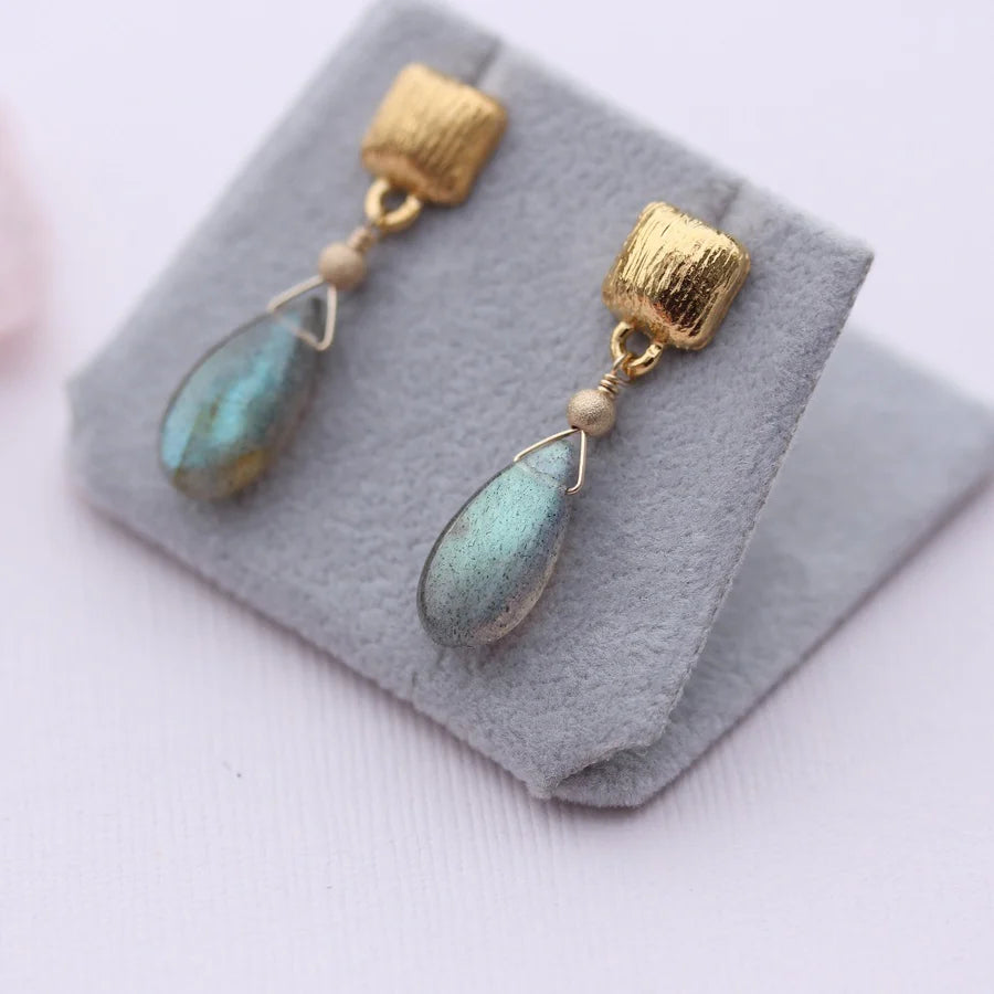 Kathryn Rebecca, Labradorite Cushion Drop Earrings