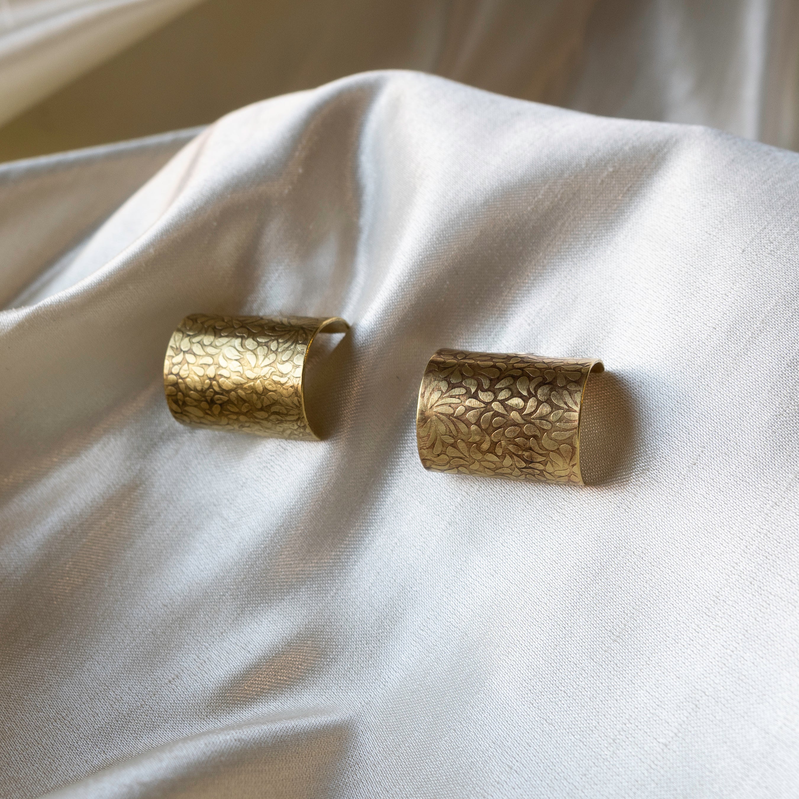 Galili Ellis, Brass Floral Open Hoop Earrings