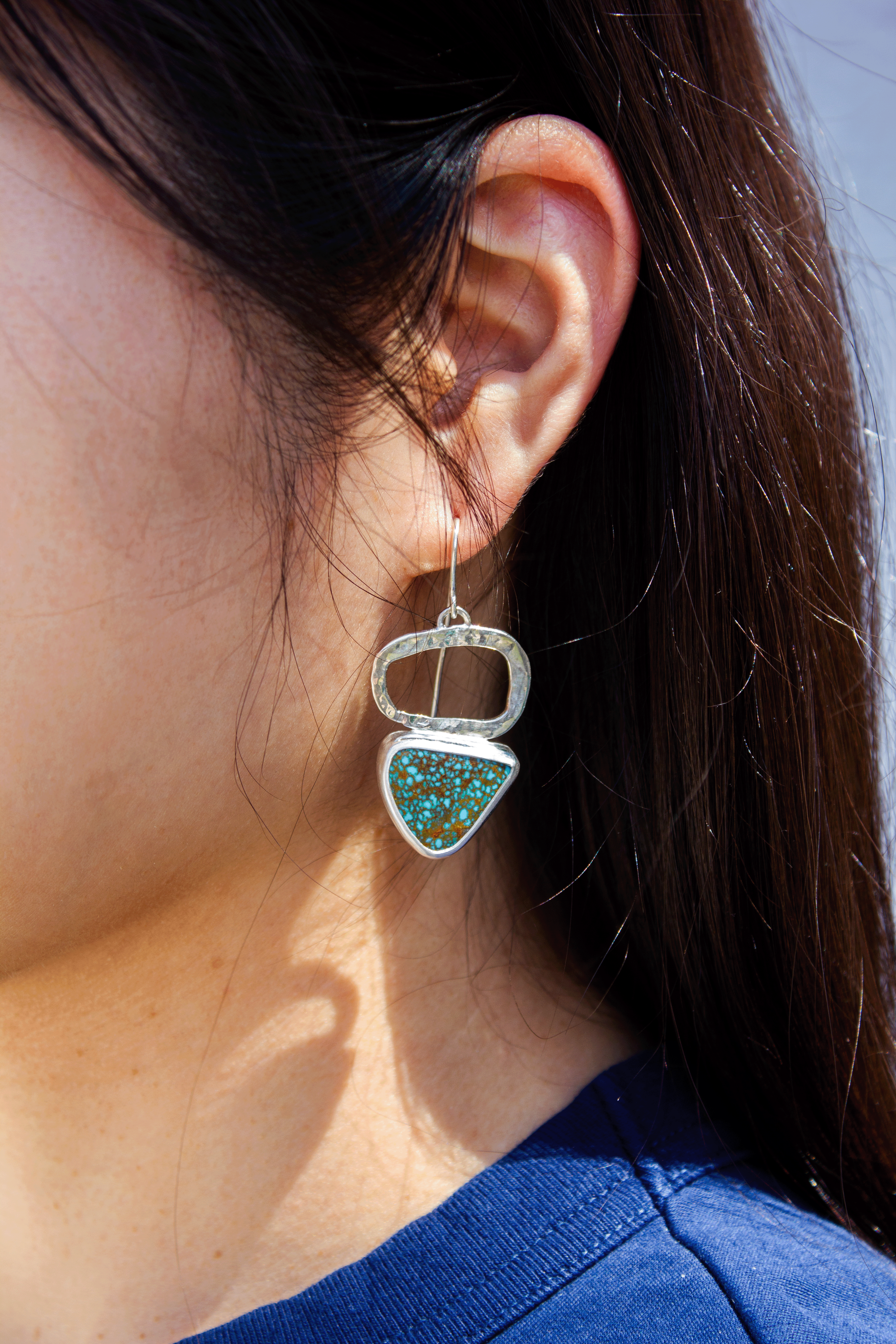 Galili Ellis, Asymmetrical Turquoise Web Earrings