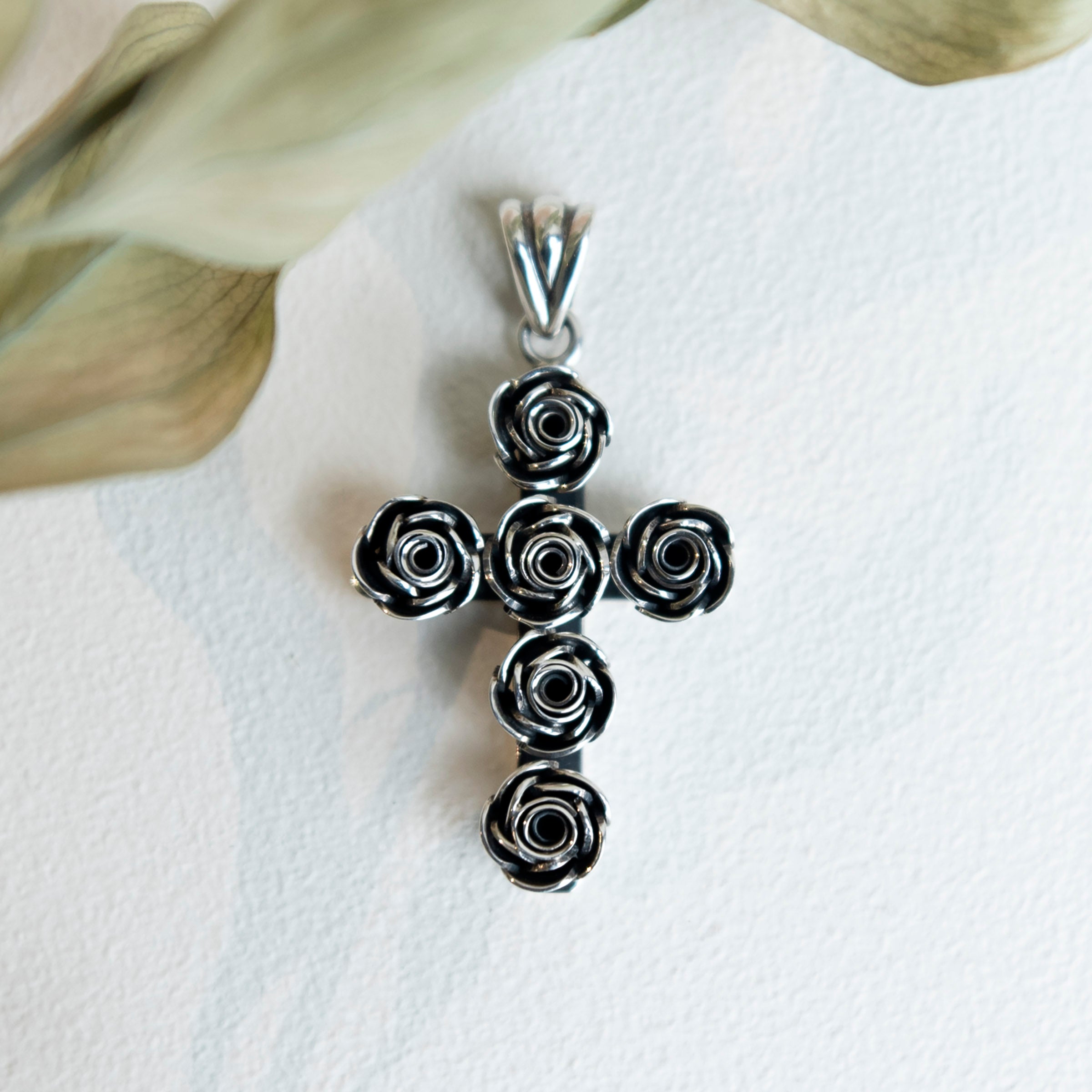Alexandra Temple, Silver Rose Cross Pendant