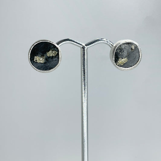 Lori Francescutti, Slate Pyrite Stud Earrings