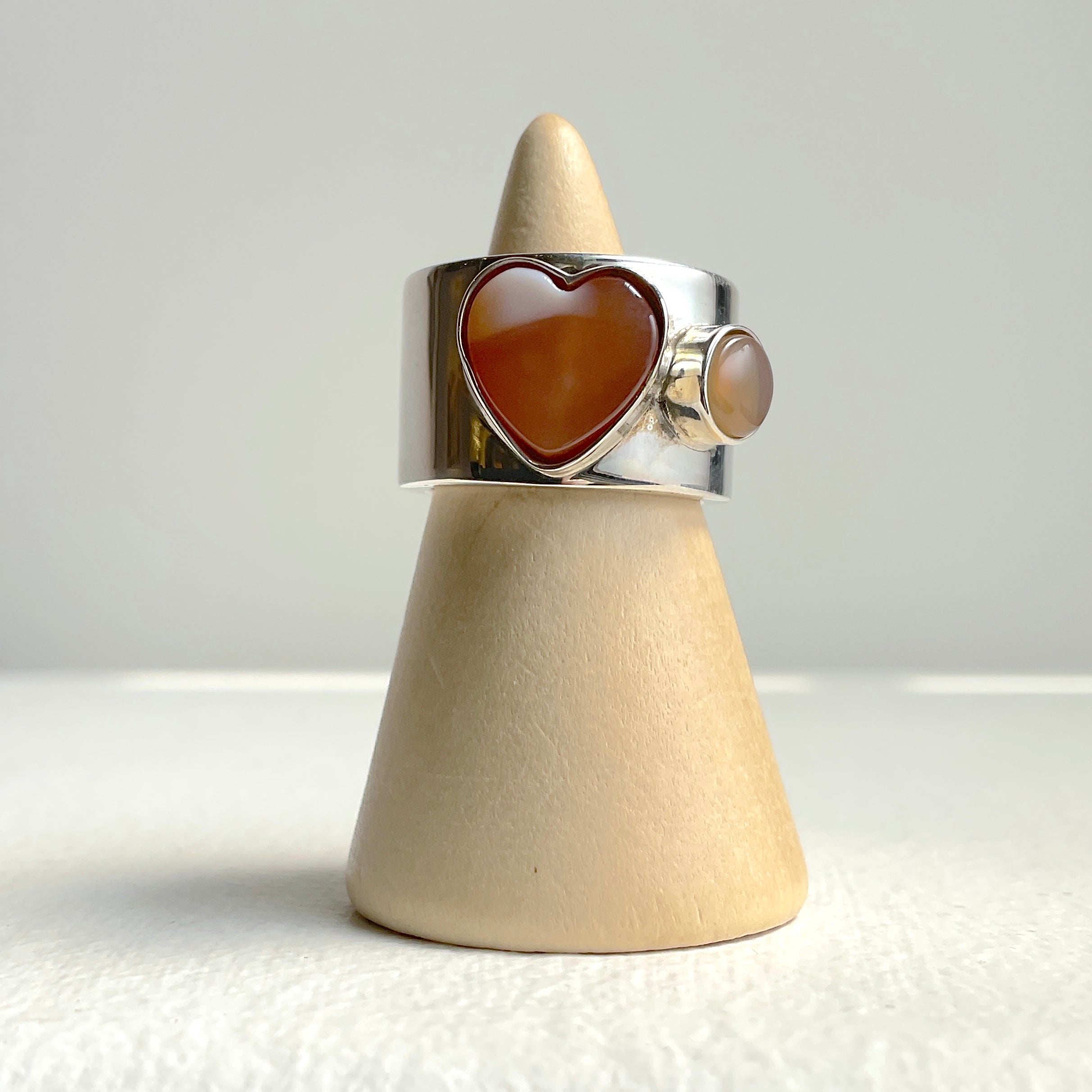Alexandra Temple, Amber and Agate Hearts Ring