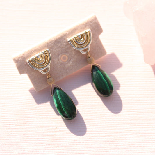 Kathryn Rebecca, Malachite Rainbow Drop Earrings