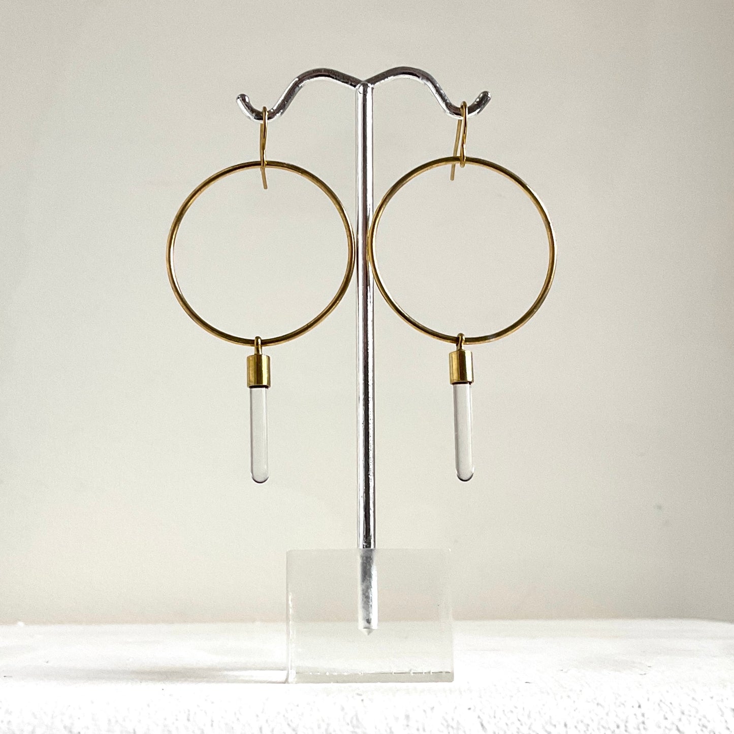 Silvia Taylor, Brass Hoops with Glass Bead Detail