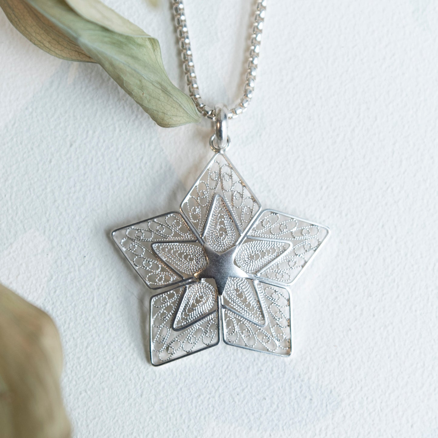 Alexandra Temple, Filigree Silver Star Pendant Constellations