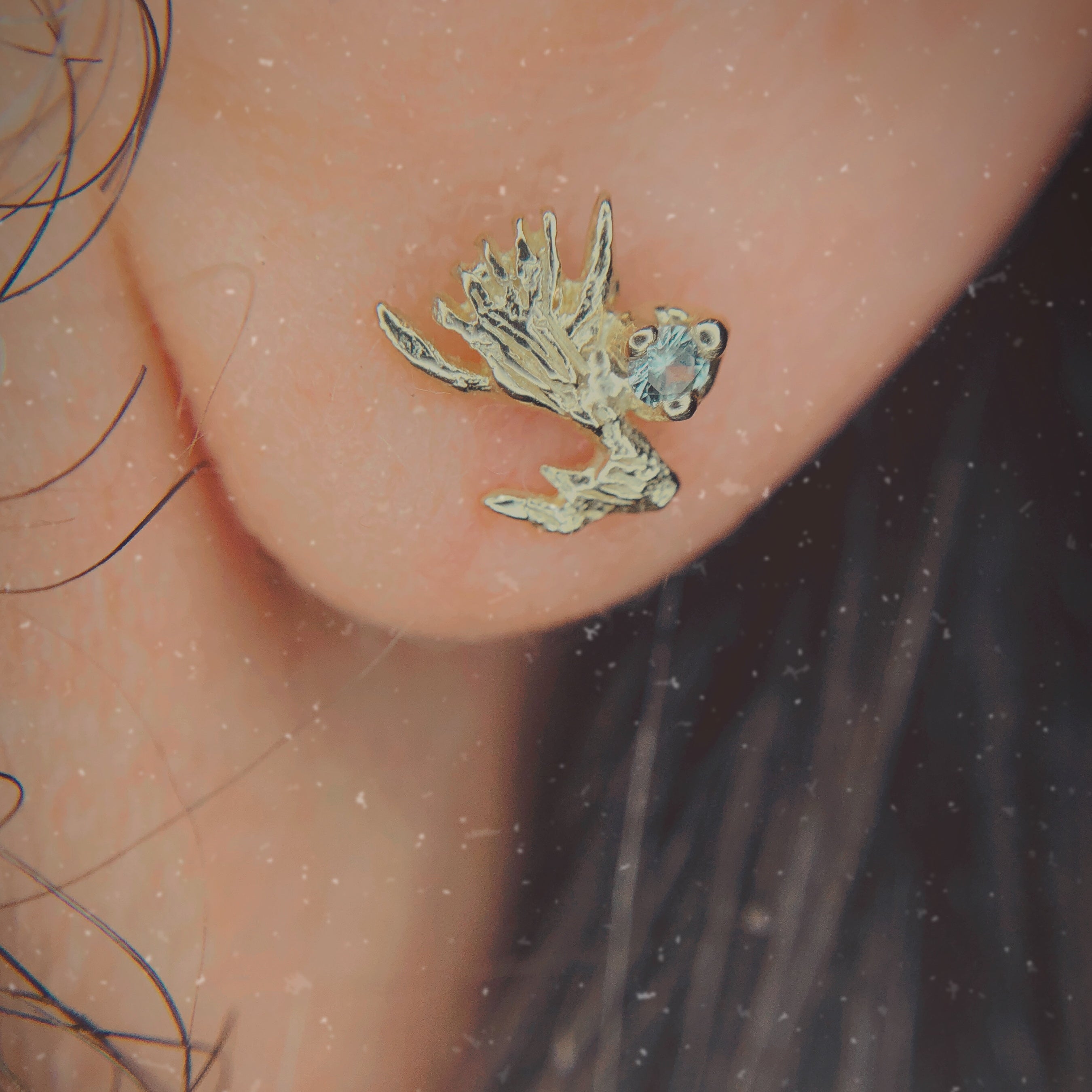 RYHN, Dark Garden Gold and Sapphire Studs-4