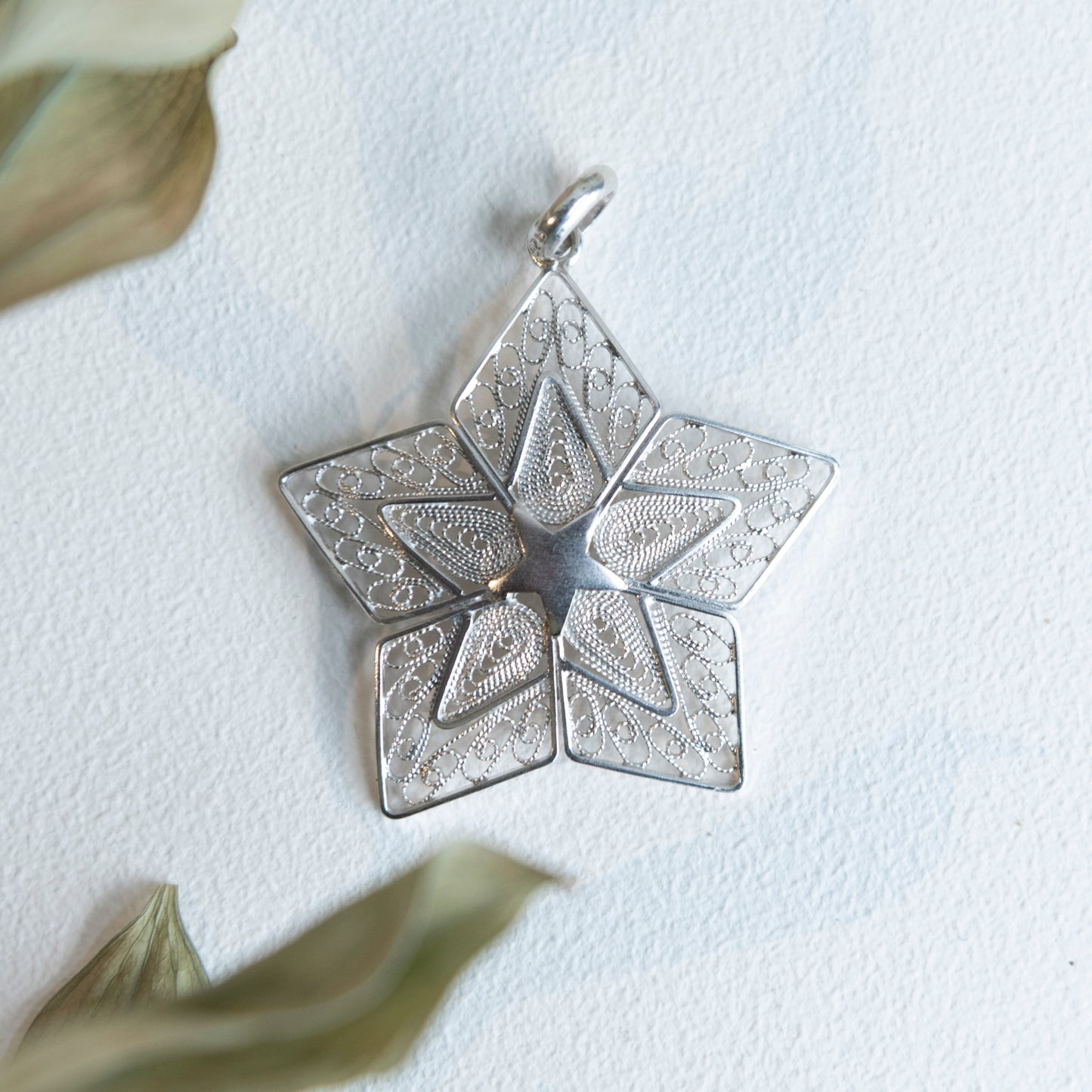 Alexandra Temple, Filigree Silver Star Pendant Constellations